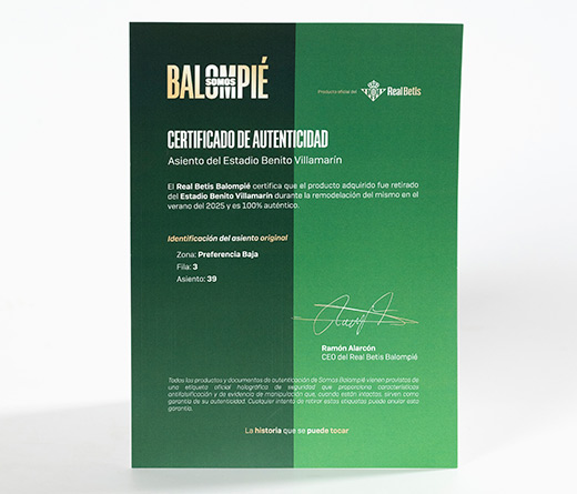 Certificado de autenticidad enmarcado